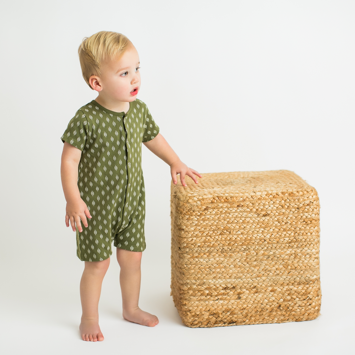 Leaf Block Short Sleeve Romper