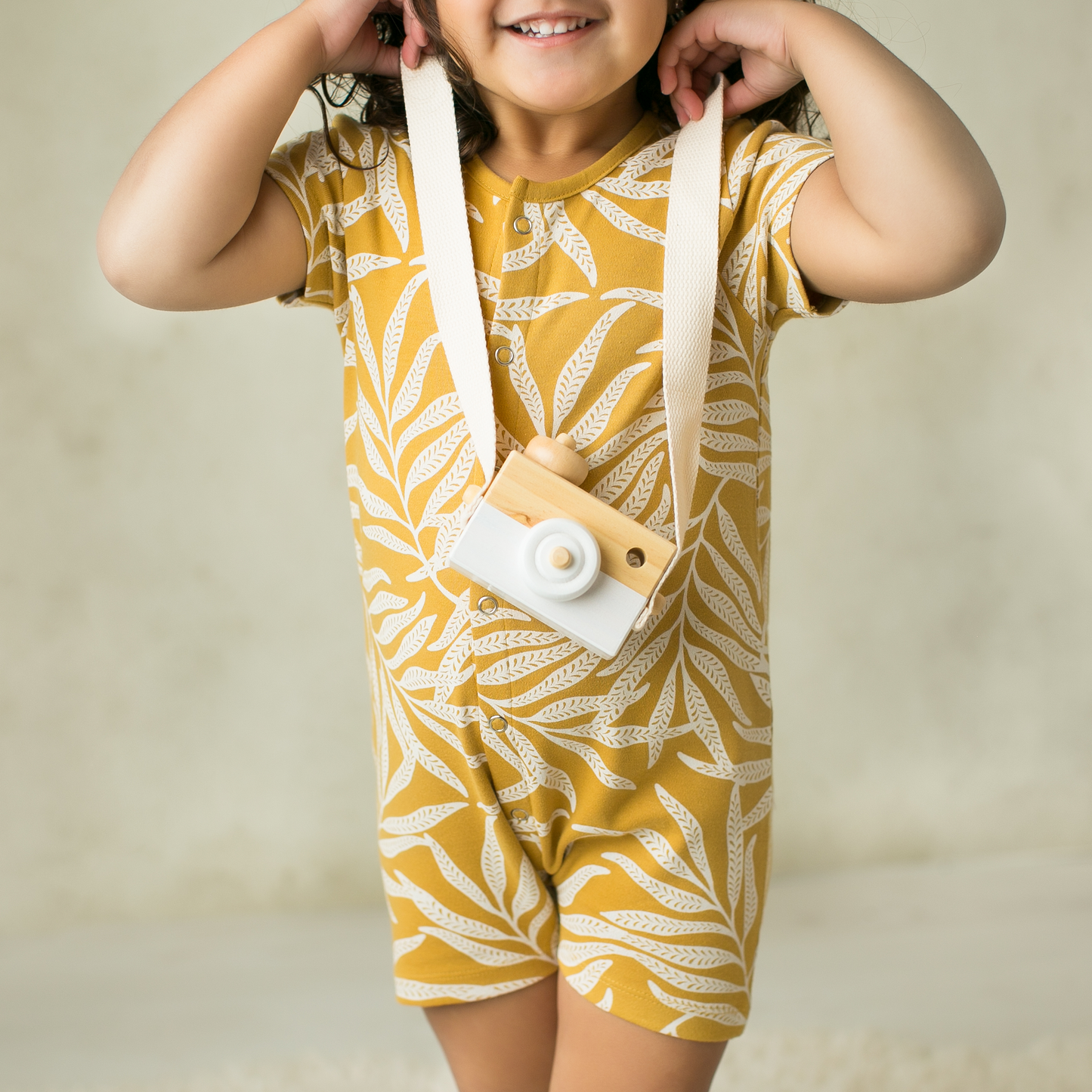 Areca Palm Leaf Short Sleeve Romper