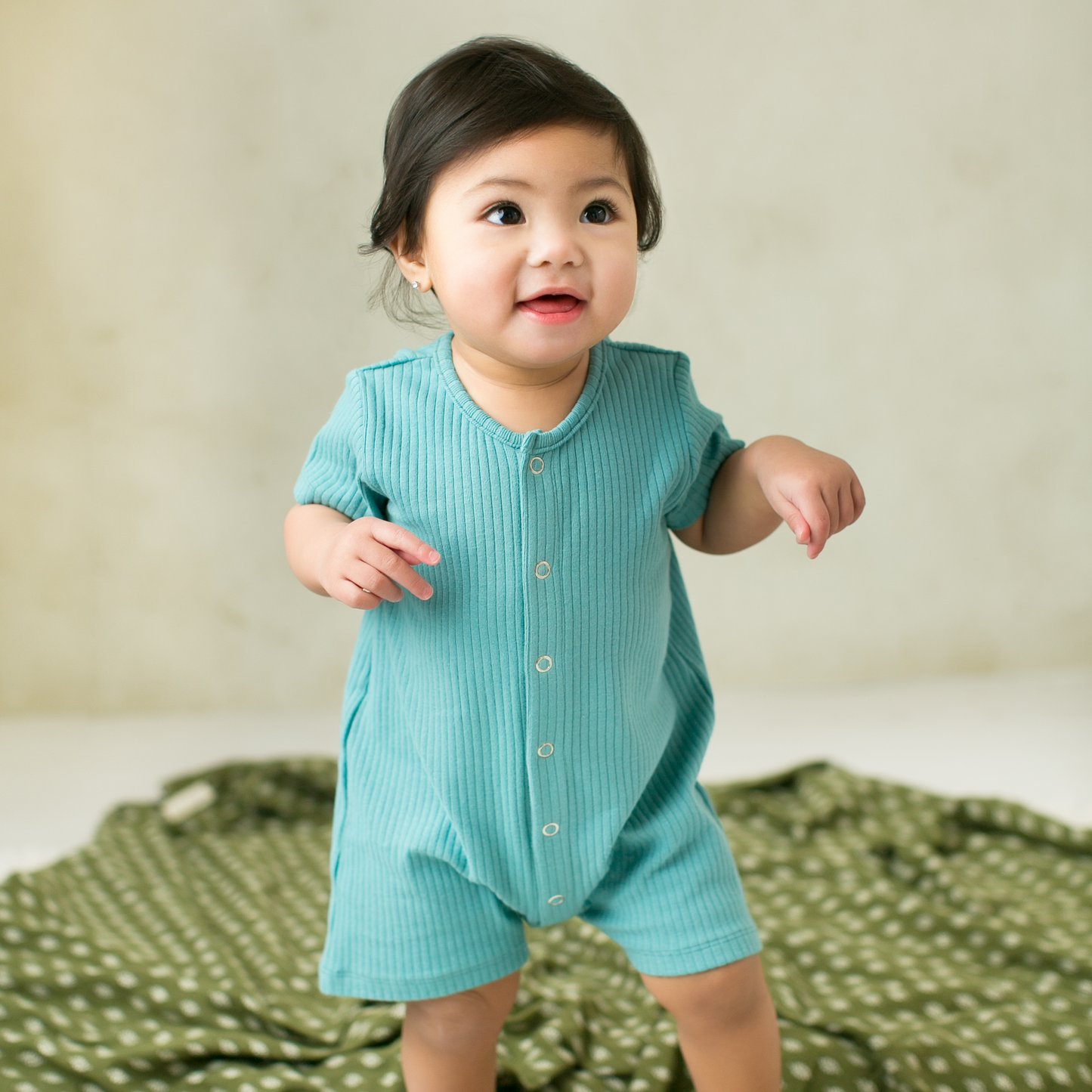 Mineral Blue Short Sleeve Romper