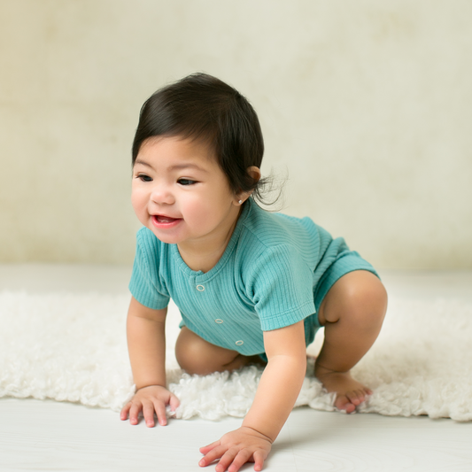 Mineral Blue Short Sleeve Romper