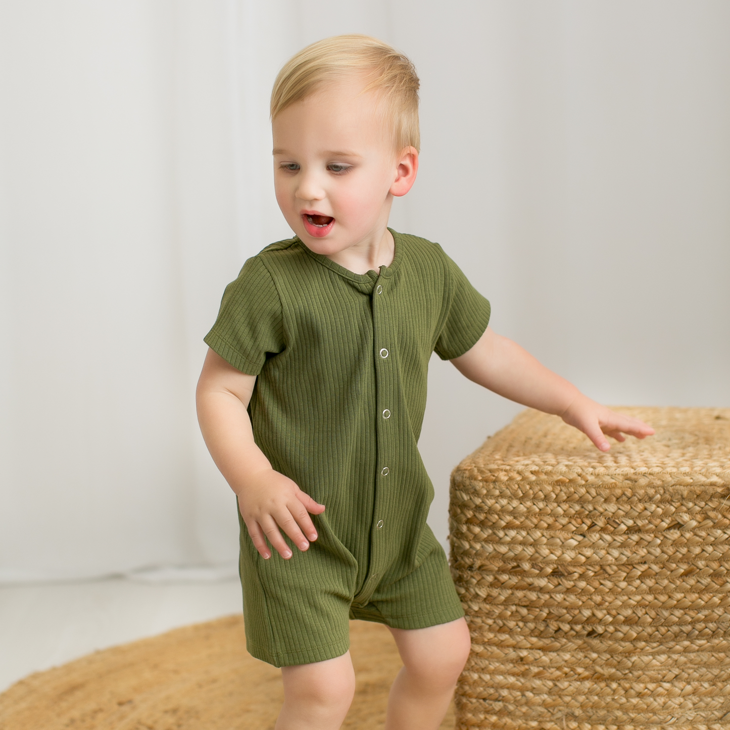 Olive Short Sleeve Romper